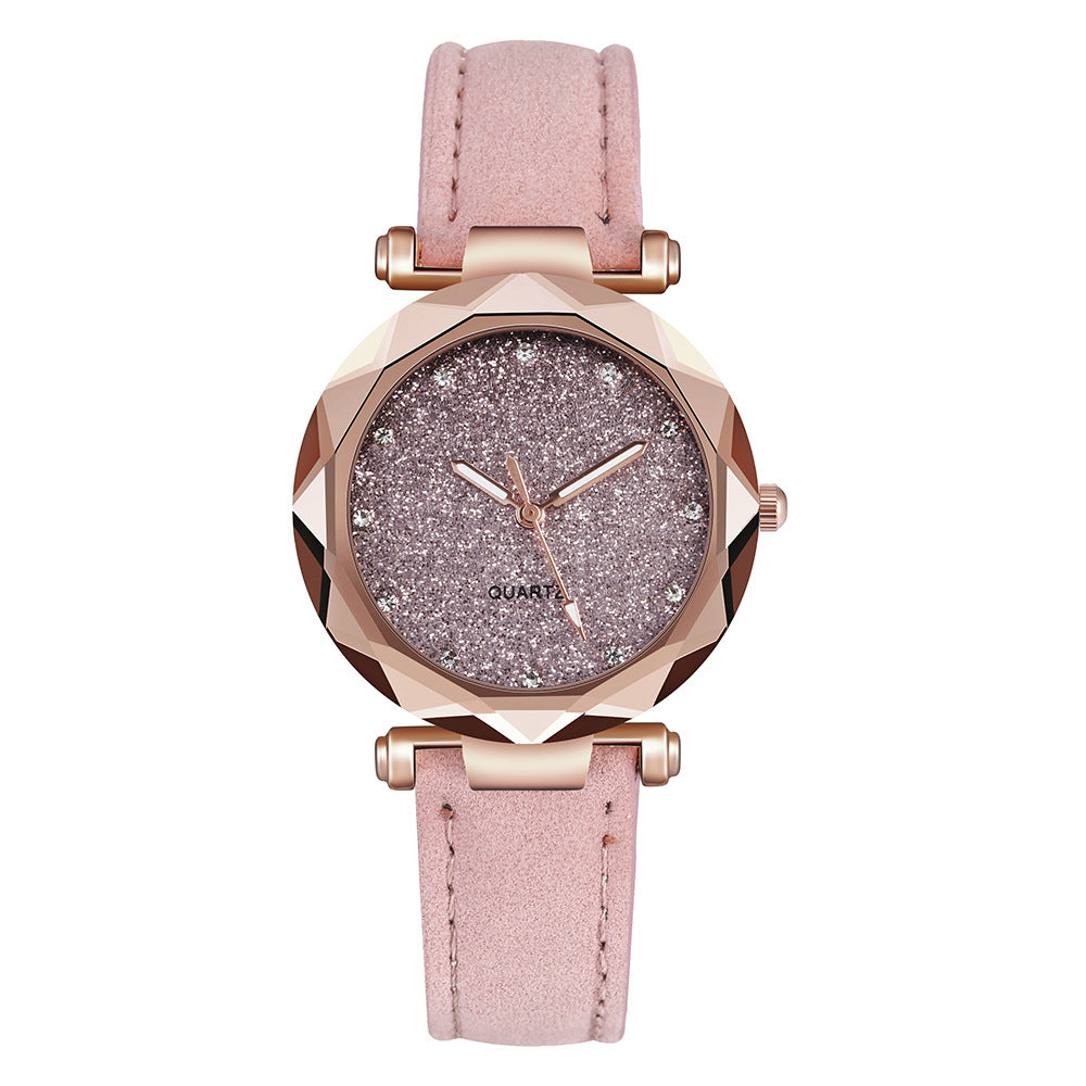 Elegant Rose Gold Watch - Scalloped Edge Watch with Embossed Dial and Leather Band (8 Colors)