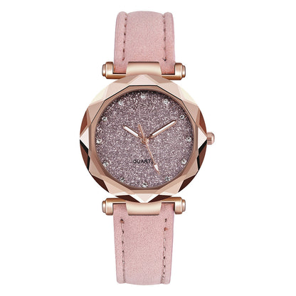 Elegant Rose Gold Watch - Scalloped Edge Watch with Embossed Dial and Leather Band (8 Colors)