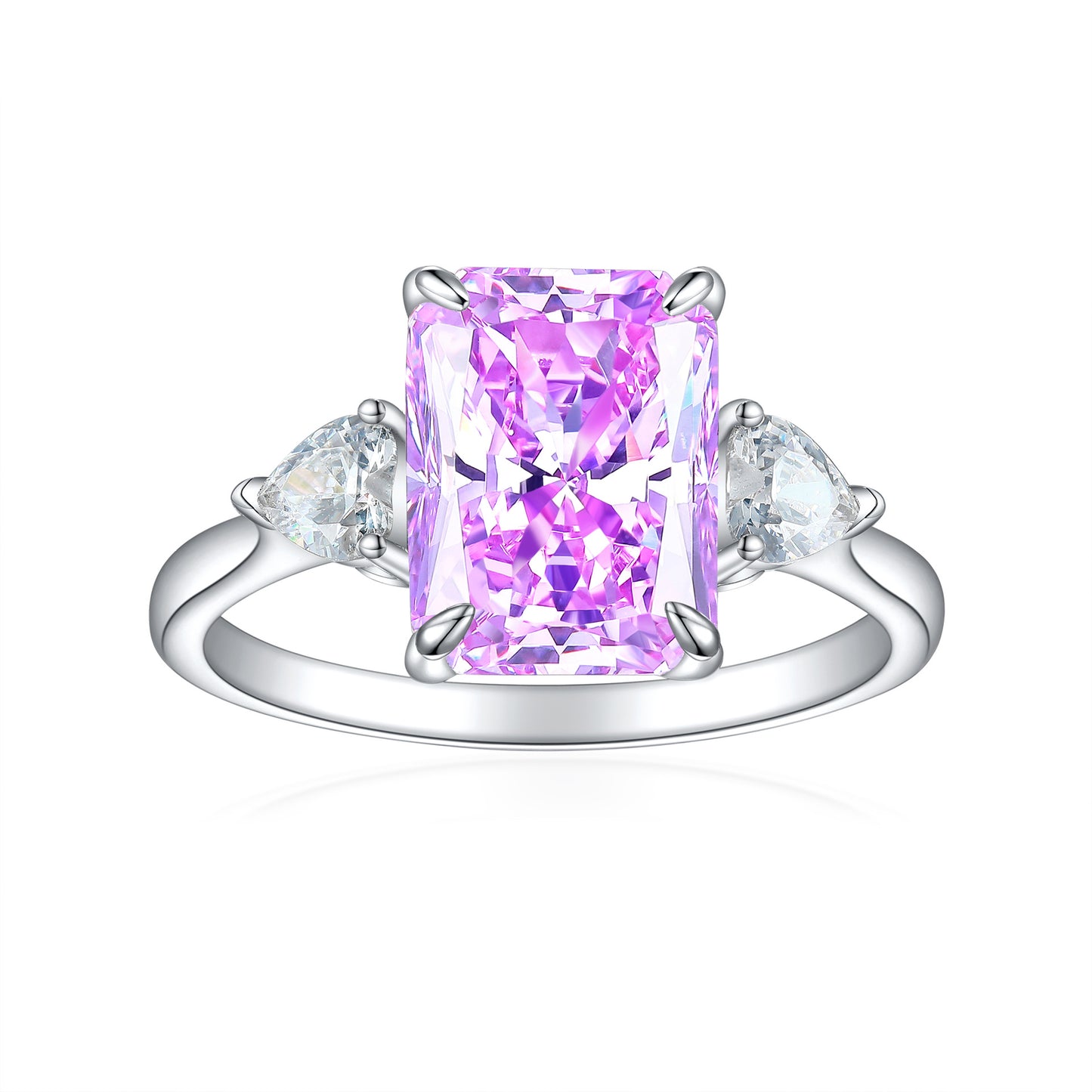 Colorful Crystal Cocktail Ring - Sterling Silver Ring with Large Emerald Cut Stone