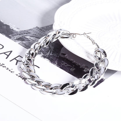 Chunky Chain Link Bracelet - Thick Curb Chain Bangle in Gold or Silver