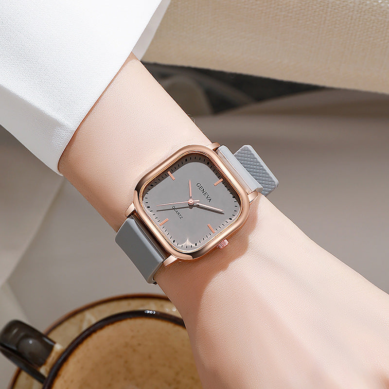 Square Watch - Rose Gold Case Watch with Leather Strap (4 Colors)