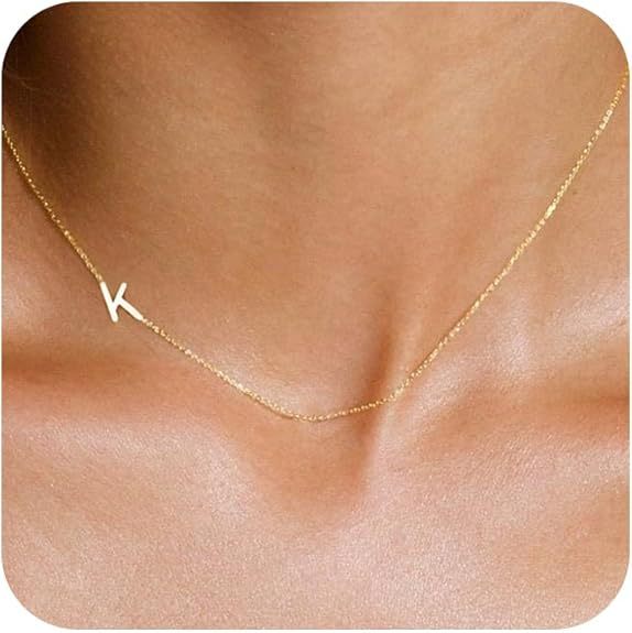 14K Gold Plated Initial Necklace - Personalized Letter Pendant Necklace for Women