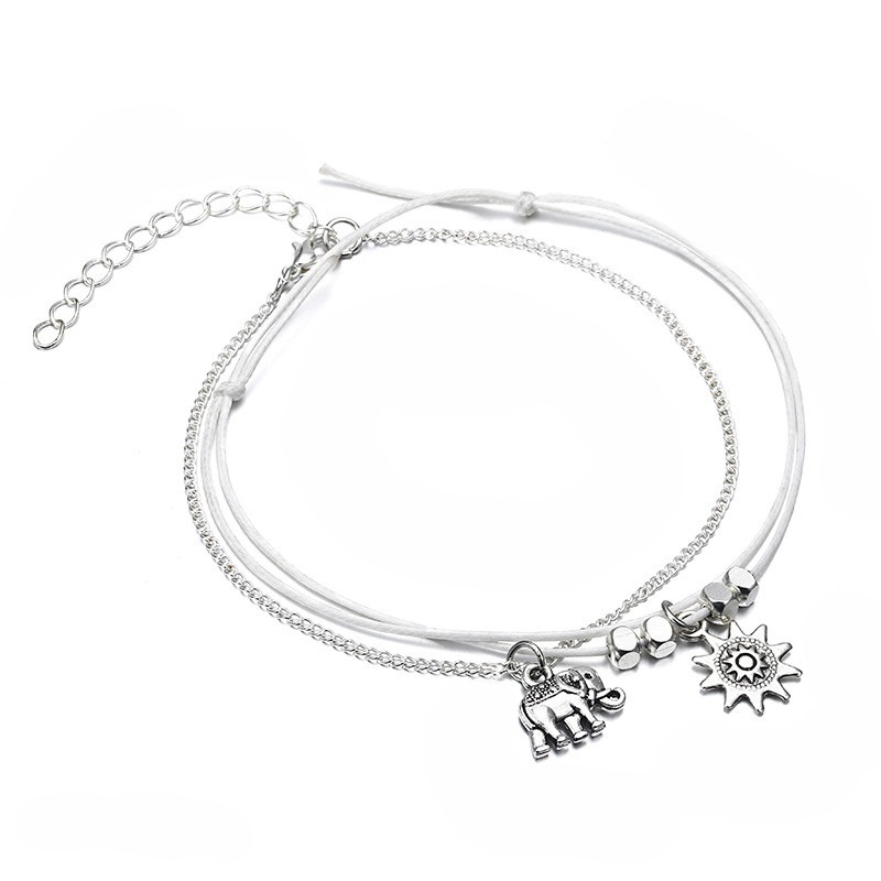 Sun and Elephant Multi-Layer Anklet