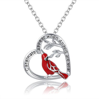 Cardinal Heart Necklace - Quote Heart Pendant Necklace