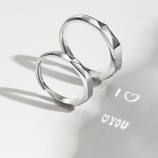 Hidden Message Couple Rings - I ❤ You Silver Band with Secret Hidden Projection