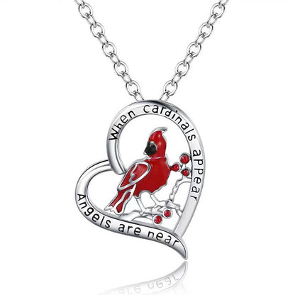 Cardinal Heart Necklace - Quote Heart Pendant Necklace