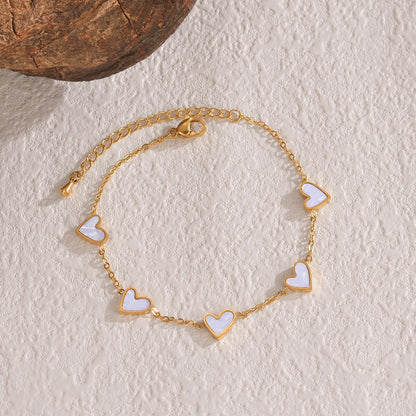 Enamel Heart Chain Bracelet - Gold or Silver Multi-Heart Bracelet (4 Colors)