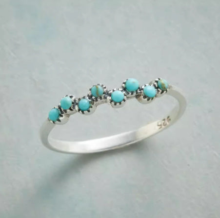 Turquoise Ring Collection - Boho Stone Rings in Silver with Natural Turquoise (5 Styles)