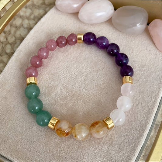 Gemstone Bead Bracelet - Natural Stone Elastic Bracelet (6 styles)