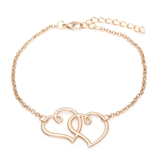 gold heart Duo anklet